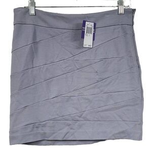 Vivienne Tam Ponte Bandage Mini Skirt Solid Gray Criss Cross Stretch Women's